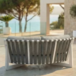 Poltrona d'angolo da giardino in alluminio Long Beach Bianco cenere e tortora