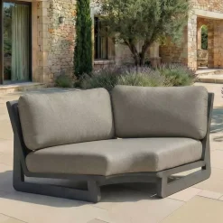 Poltrona d'angolo da giardino in alluminio Long Beach Grigio antracite e tortora
