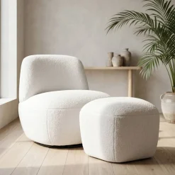 Poltrone-Poltrona girevole in bouclé (seduta 45 cm) Nyxor