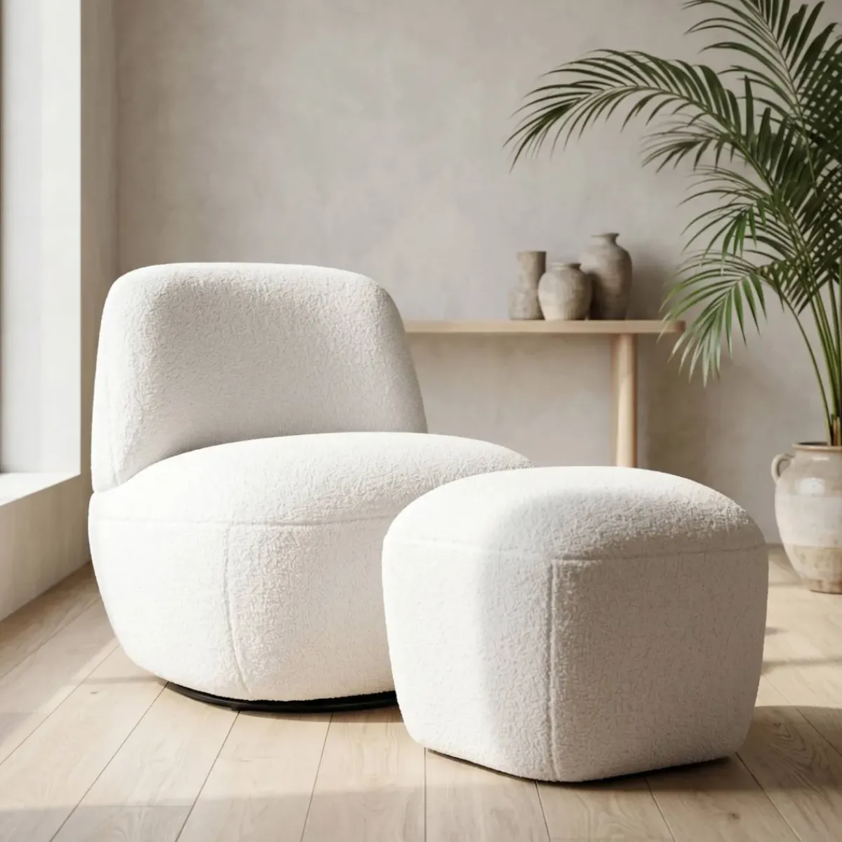 Poltrone-Poltrona girevole in bouclé (seduta 45 cm) Nyxor