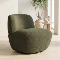 Poltrone-Poltrona girevole in bouclé (seduta 45 cm) Nyxor scuro