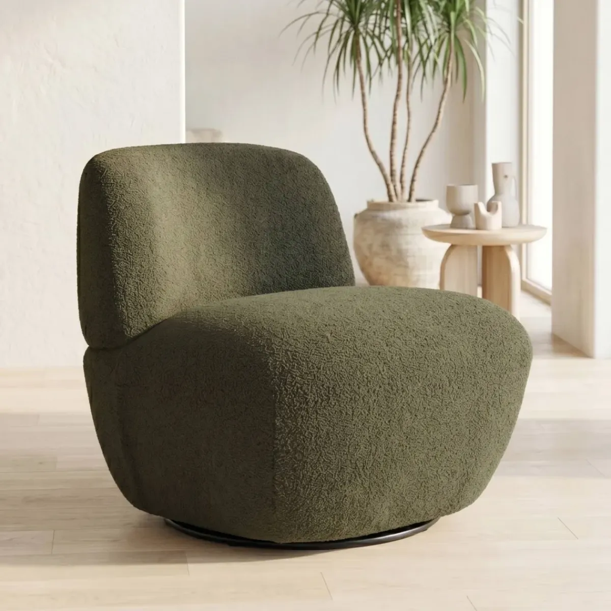 Poltrone-Poltrona girevole in bouclé (seduta 45 cm) Nyxor scuro