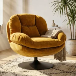 Poltrone-Poltrona girevole in velluto (seduta 46 cm) Lomy