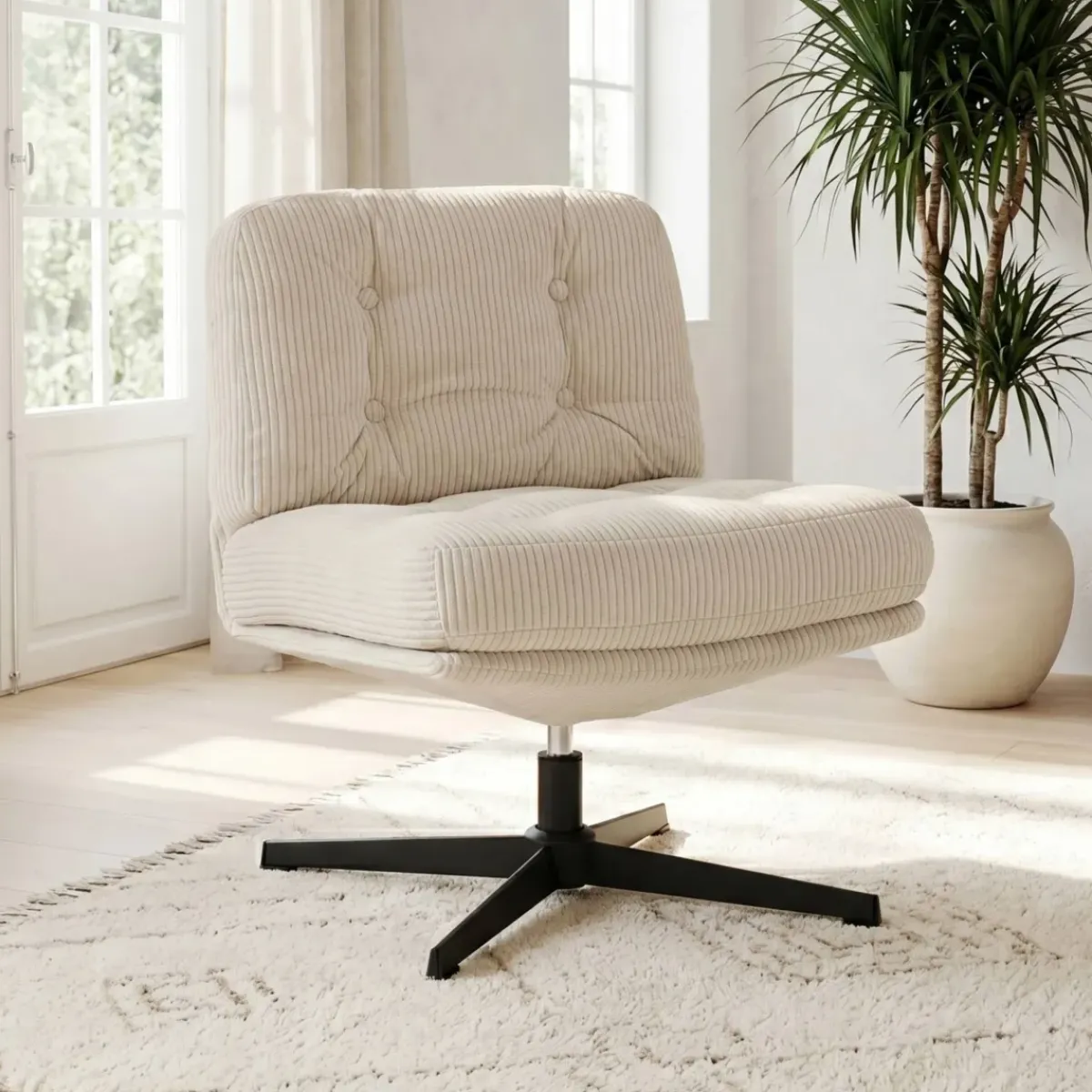 Poltrone-Poltrona girevole in velluto a coste (seduta 46 cm) Kult