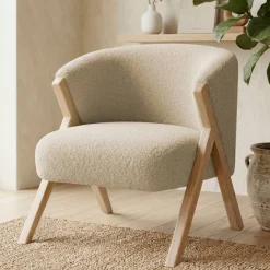 EMINZA Poltrone-Poltrona in bouclé (H70 cm) Andy sabbia