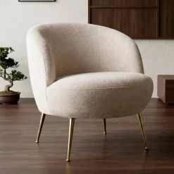 EMINZA Poltrone-Poltrona in bouclé (H70 cm) Kara sabbia