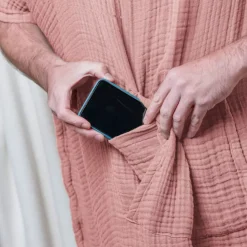 Poncho adulto in garza di cotone L/XL Gaïa Pesca Rosa