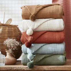 Poncho da bagno per bambini in garza di cotone 2/5 anni Gaïa Terracotta