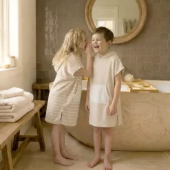 Poncho da bagno per bambini in cotone e spugna 2/5 anni Marina Beige