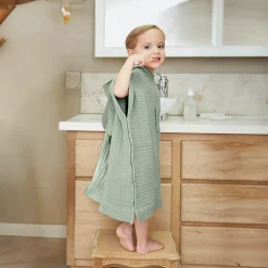 Poncho da bagno per bambini in garza di cotone 6/10 anni Gaia Verde eucalipto