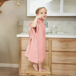 Poncho da bagno per bambini in garza di cotone 2/5 anni Gaïa Rosa pesca