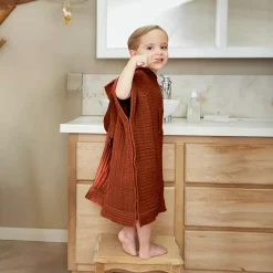 Poncho da bagno per bambini in garza di cotone 6/10 anni Gaia Terracotta