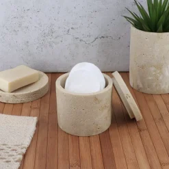 TENDANCE Accessori Bagno-Porta dischetti struccanti Travertino Naturale