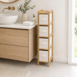 5 Five Simply Smart Contenitori Bagno|Mobili Bagno-Portaoggeti 4 livelli Tidy box Marrone