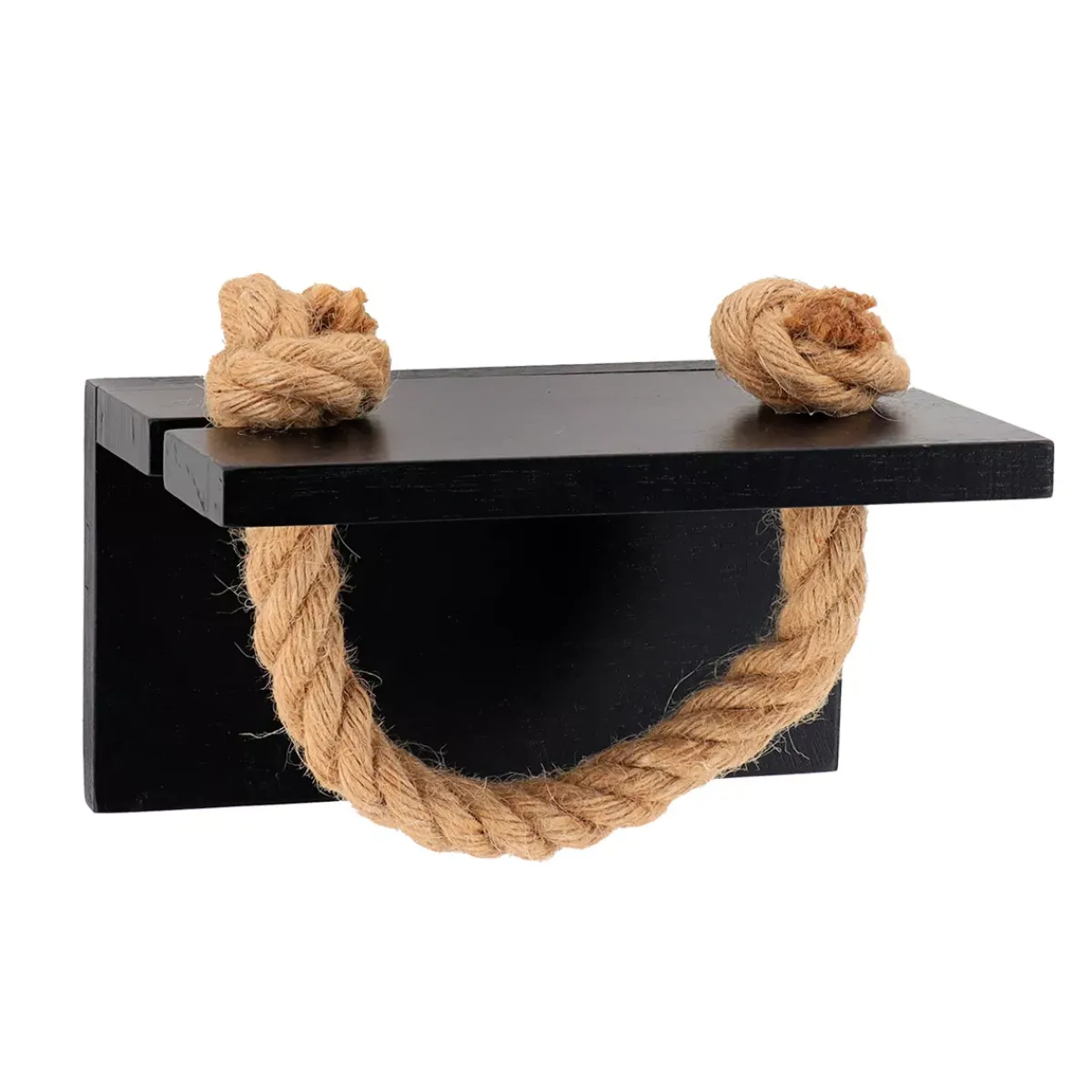 TENDANCE Accessori Water-Portarotolo da parete adesivo in acacia e corda Easy Chic
