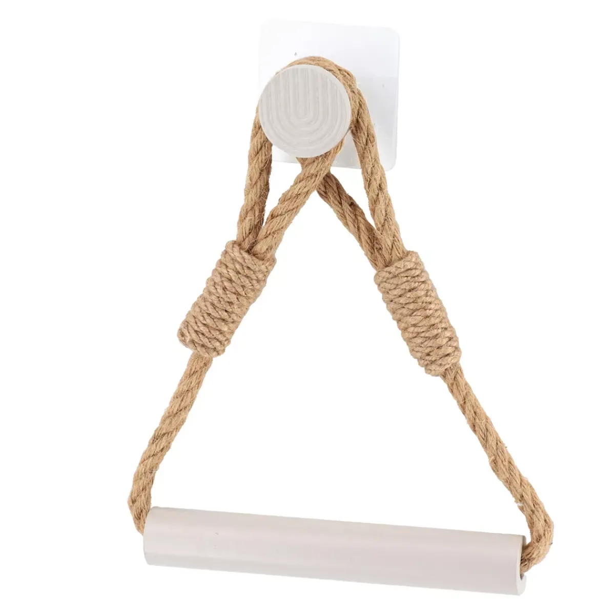 TENDANCE Accessori Water-Portarotolo per carta igienica da parete adesivo in corda e bambù Boho-Chic grigio