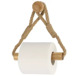 TENDANCE Accessori Water-Portarotolo wc adesivo bambù e corda Easy Chic