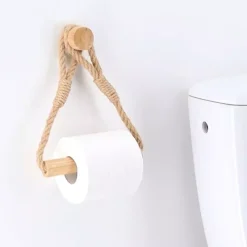 TENDANCE Accessori Water-Portarotolo wc adesivo bambù e corda Easy Chic