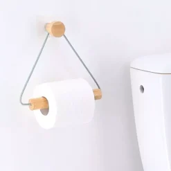 TENDANCE Accessori Water-Portarotolo wc adesivo metallo e bambù Easy Chic