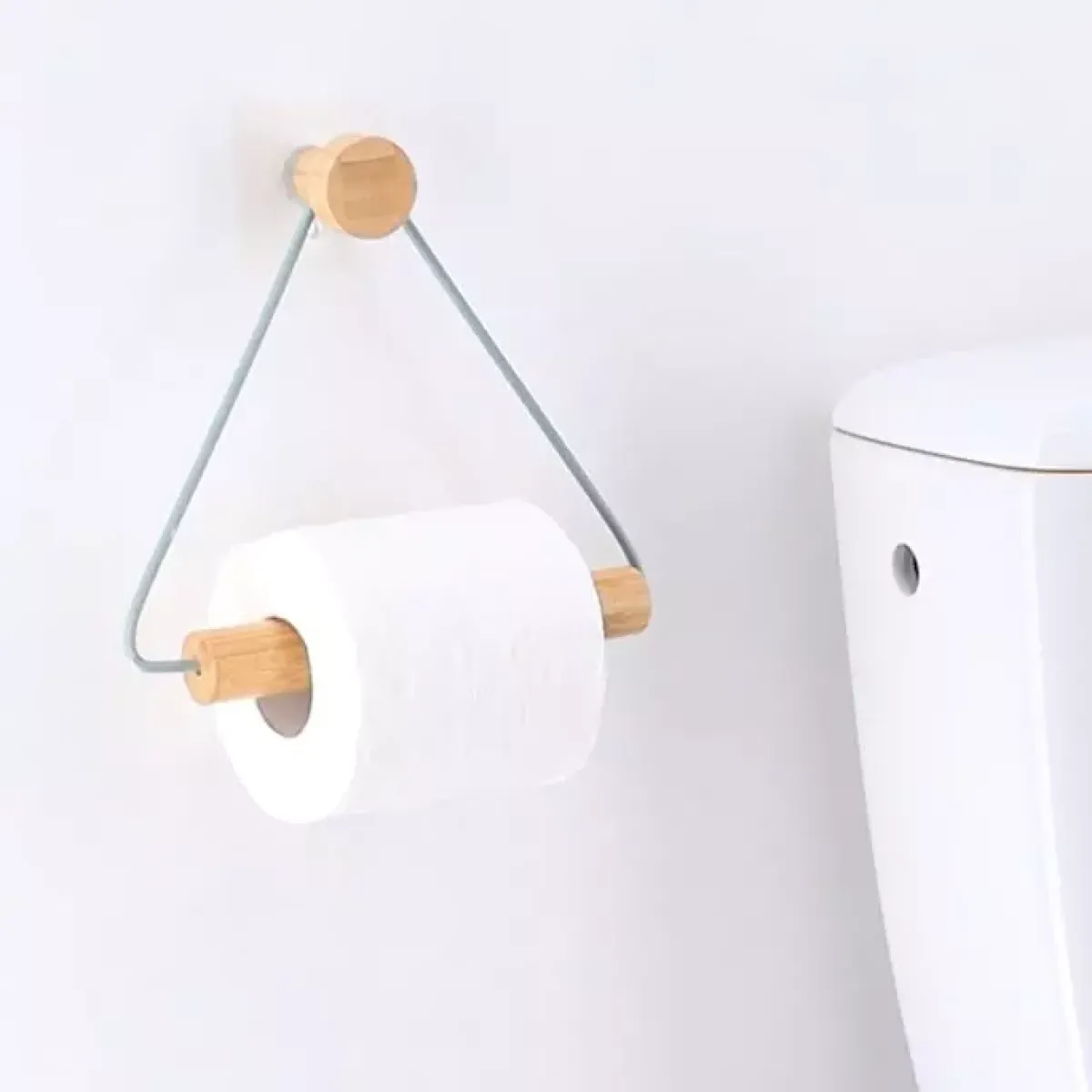TENDANCE Accessori Water-Portarotolo wc adesivo metallo e bambù Easy Chic