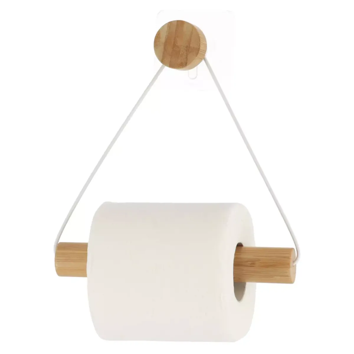 TENDANCE Accessori Water-Portarotolo wc adesivo metallo e bambù Easy Chic