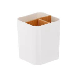 TENDANCE Accessori Bagno-Portaspazzolino a 3 scomparti in bambù Naturo