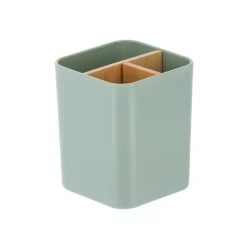TENDANCE Accessori Bagno-Portaspazzolino a 3 scomparti in bambù Naturo