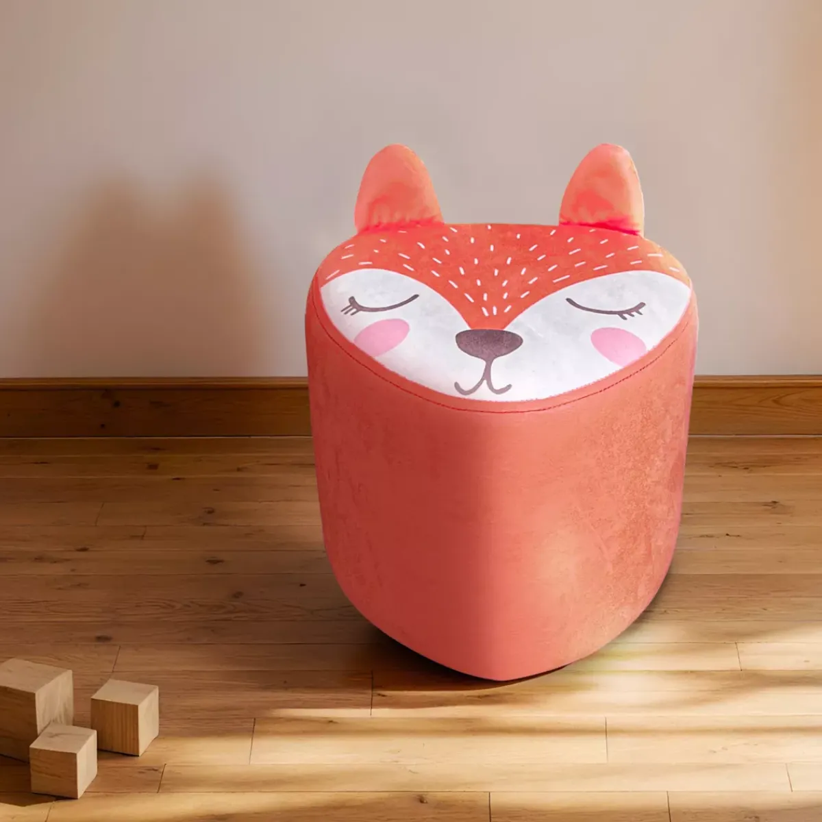 EMINZA Mobili Bambini-Pouf bambini (Alt 25 cm) Volpacchiotto