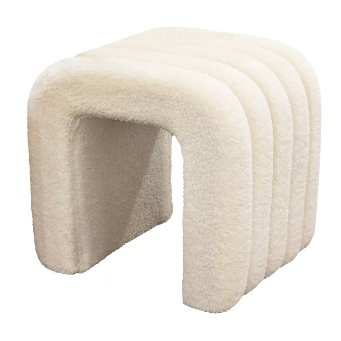 Pouf bouclé (H45 cm) Voltra Beige