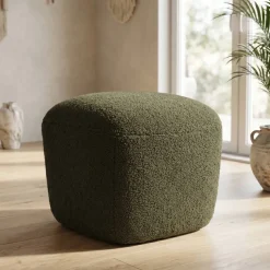 Pouf in bouclé (H43 cm) Nyxor Verde scuro