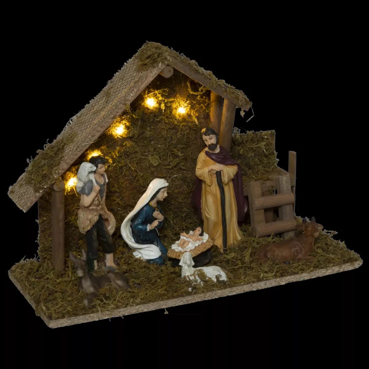 FEERIC LIGHTS Presepe-Presepe di Natale completo e luminoso (H30 cm) Santa Paloma