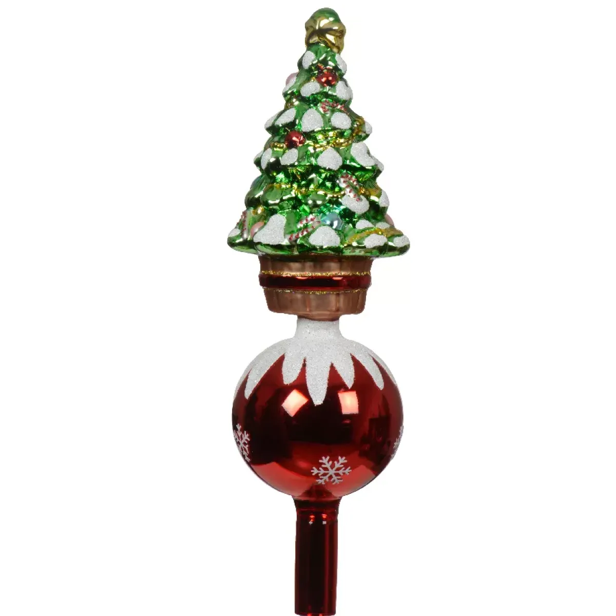 KAEMINGK Puntali Per Albero Di Natale-Puntale albero di Natale in vetro Addobbi natalizi Verde e rosso