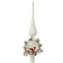 KAEMINGK Puntali Per Albero Di Natale-Puntale albero di Natale in vetro Passero Selvatico innevato