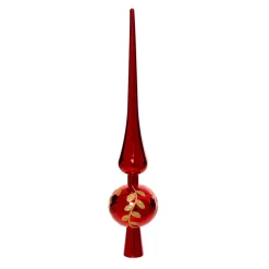 KAEMINGK Puntali Per Albero Di Natale-Puntale dell'albero Foglia glitterata Rossa