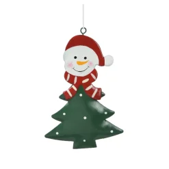 KAEMINGK Addobbi Natalizi-Pupazzo di neve da appendere in metallo (H12 cm) Abete e pois