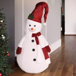 KOOPMAN Oggetti Decorativi E Illuminati|Personaggi E Oggetti Grande Dimensione-Pupazzo di neve pieghevole luminoso a pile (H140 cm)