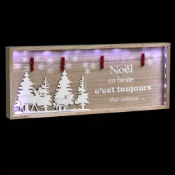 Feeric Lights & Christmas Decorazioni E Oggetti Natalizi|Oggetti Decorativi E Illuminati-Quadro luminoso Natale in famigliale a pile in legno da posare