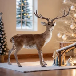 KAEMINGK Babbo Natale Animali E Personaggi|Personaggi E Oggetti Grande Dimensione-Renna di Natale fatta a mano (H92 cm) Hazel Pelliccia Naturale