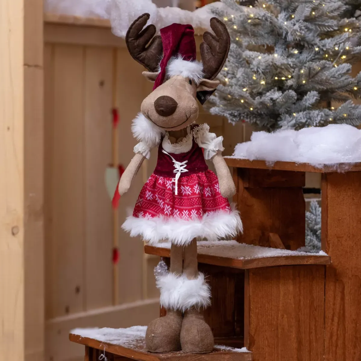 KAEMINGK Babbo Natale Animali E Personaggi-Renna di Natale (H59 cm) Miss Bavarese vestito