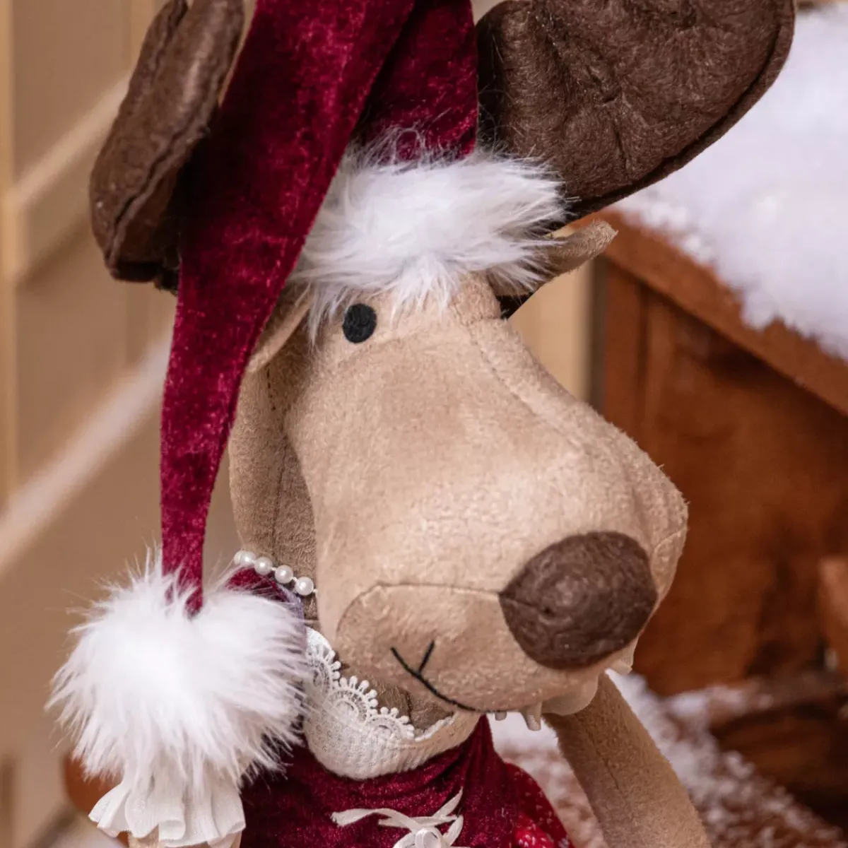 KAEMINGK Babbo Natale Animali E Personaggi-Renna di Natale (H59 cm) Miss Bavarese vestito