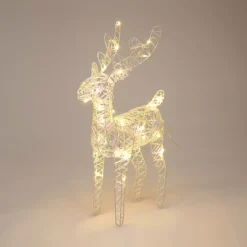 KOOPMAN Oggetti Decorativi E Illuminati|Babbo Natale Animali E Personaggi-Renna di Natale luminosa con pile (H37 cm) Gulliver Iridescente e bianco caldo
