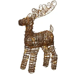 KAEMINGK Oggetti Decorativi E Illuminati|Decorazioni E Oggetti Natalizi-Renna luminosa a pile 50 Micro LED (H55 cm) Rattan Marrone/bianco caldo