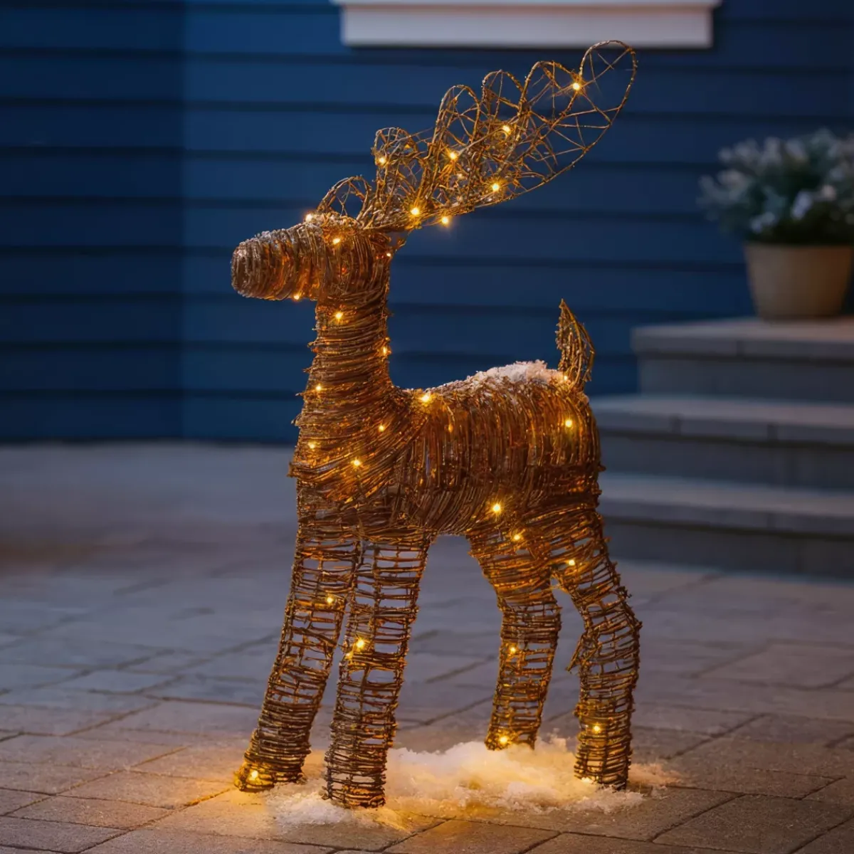 KAEMINGK Oggetti Decorativi E Illuminati|Decorazioni E Oggetti Natalizi-Renna luminosa a pile 50 Micro LED (H55 cm) Rattan Marrone/bianco caldo