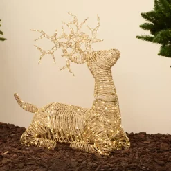 EMINZA Oggetti Decorativi E Illuminati|Personaggi E Oggetti Grande Dimensione-Renna luminosa 630 Led (H88 cm) Dan in resina intrecciata e Bianco caldo