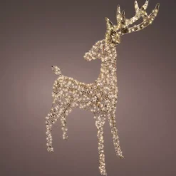 EMINZA Oggetti Decorativi E Illuminati|Personaggi E Oggetti Grande Dimensione-Renna luminosa 960 Micro LED (H130 cm) Fuzzle effetto flash Bianco caldo