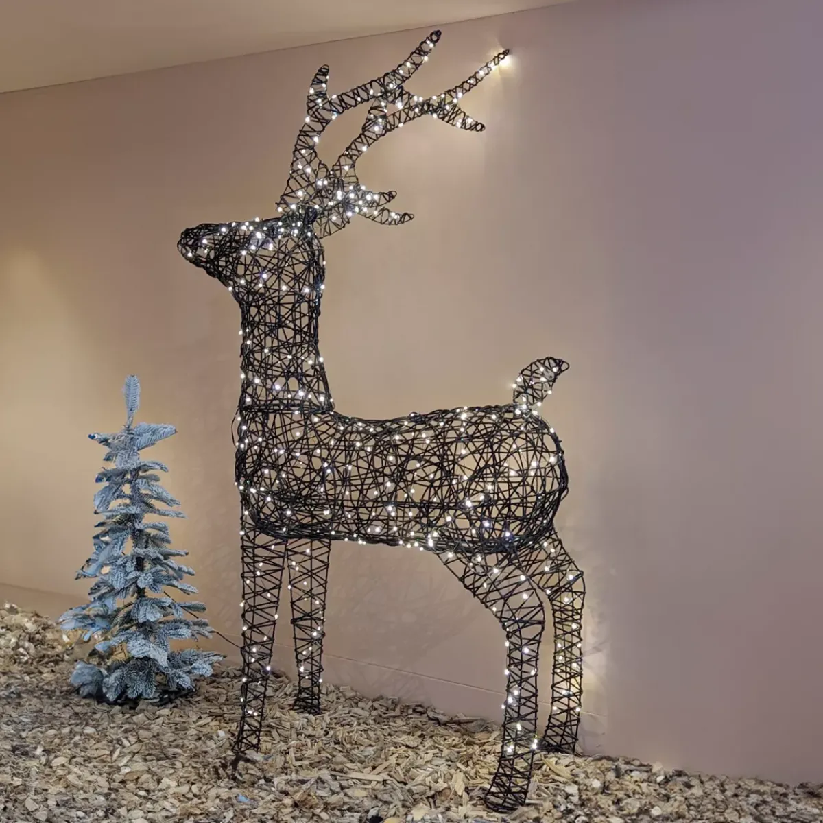 EMINZA Oggetti Decorativi E Illuminati|Personaggi E Oggetti Grande Dimensione-Renna luminosa 400 Micro LED (H160cm) Resina intrecciata