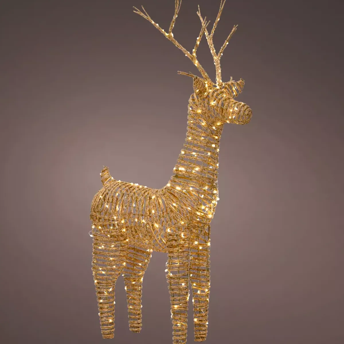 EMINZA Oggetti Decorativi E Illuminati|Babbo Natale Animali E Personaggi-Renna luminosa 360 Micro LED (H104 cm) Resina intrecciata e Bianco caldo