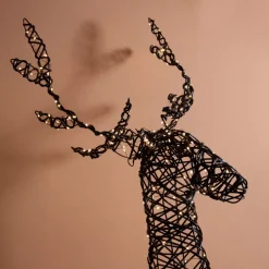 EMINZA Oggetti Decorativi E Illuminati|Personaggi E Oggetti Grande Dimensione-Renna luminosa 360 Micro LED (H124 cm) Resina intrecciata Bianco caldo
