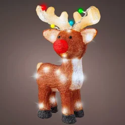 EMINZA Oggetti Decorativi E Illuminati-Renna luminosa solare 48 LED (H47 cm) Dewey Bianco freddo
