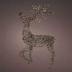 EMINZA Oggetti Decorativi E Illuminati|Personaggi E Oggetti Grande Dimensione-Renna luminoso 1320 Micro LED (H200cm) Glenn in resina intrecciata Bianco caldo